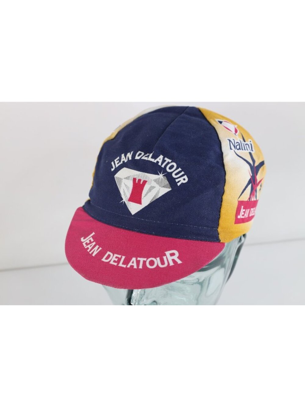 Vintage 90s Jean Delatour Cycling Team Riding Hat Cap Short Bill Italy Cotton